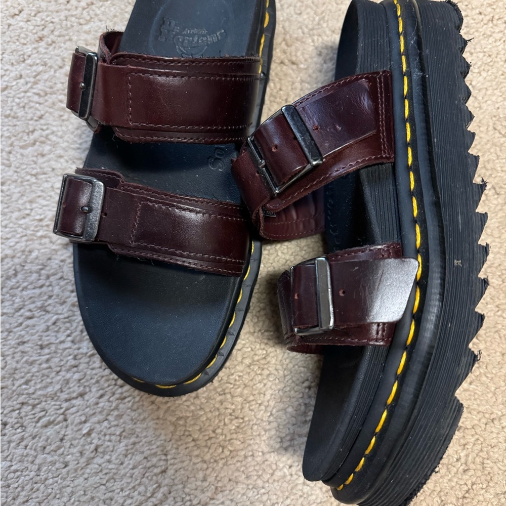 Dr. Martens Burgundy Leather Sandals